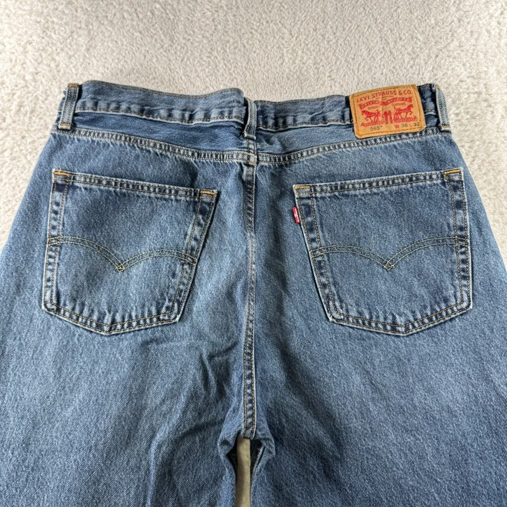 Y2K Levis 565 Jeans Mens 36x32 Blue Loose Straight Denim Pants‎ Work Stretch